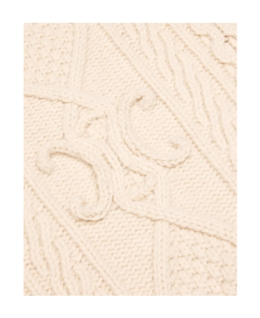 High Neck Sweater In Aran Cashmere Wool