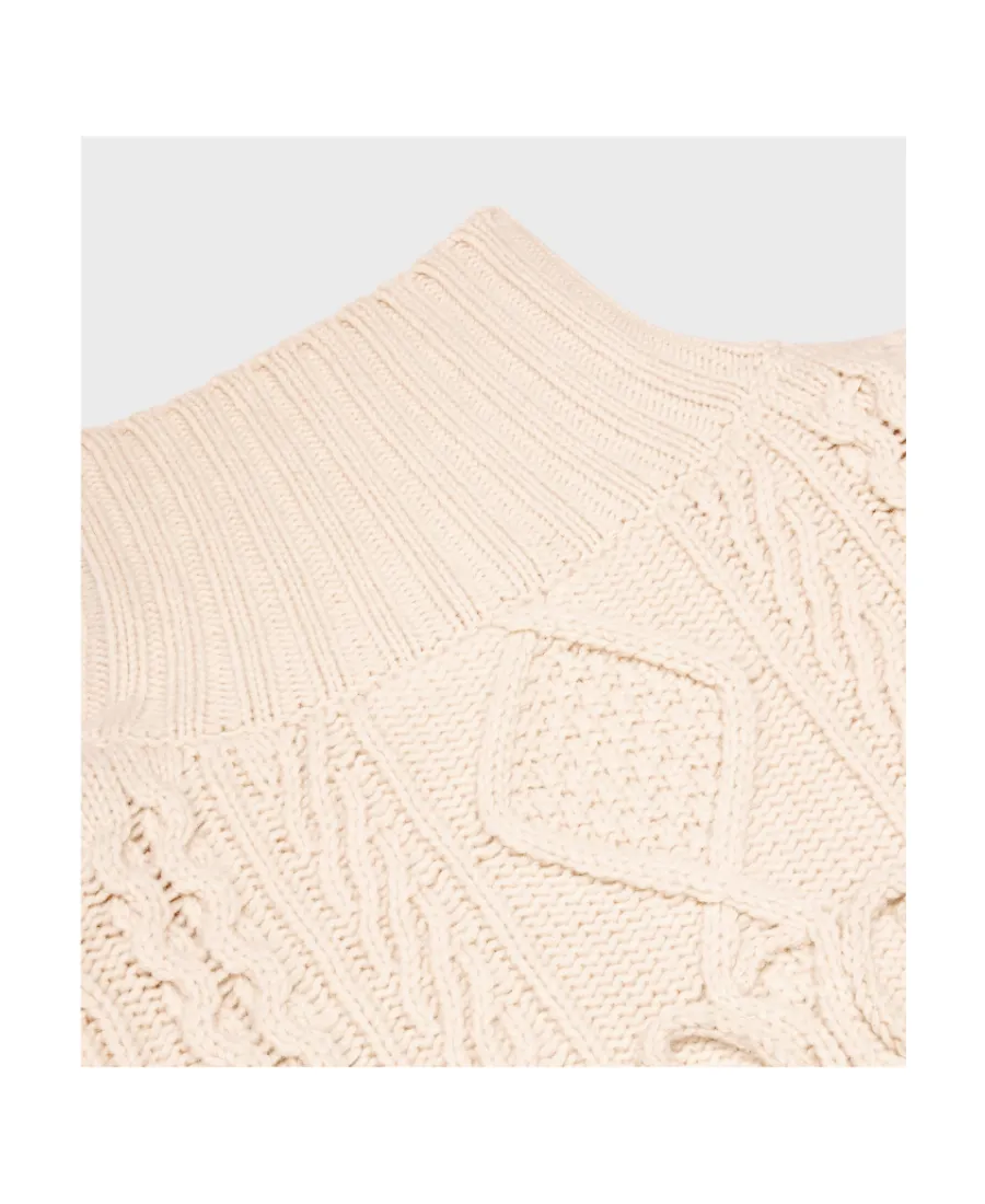 High Neck Sweater In Aran Cashmere Wool