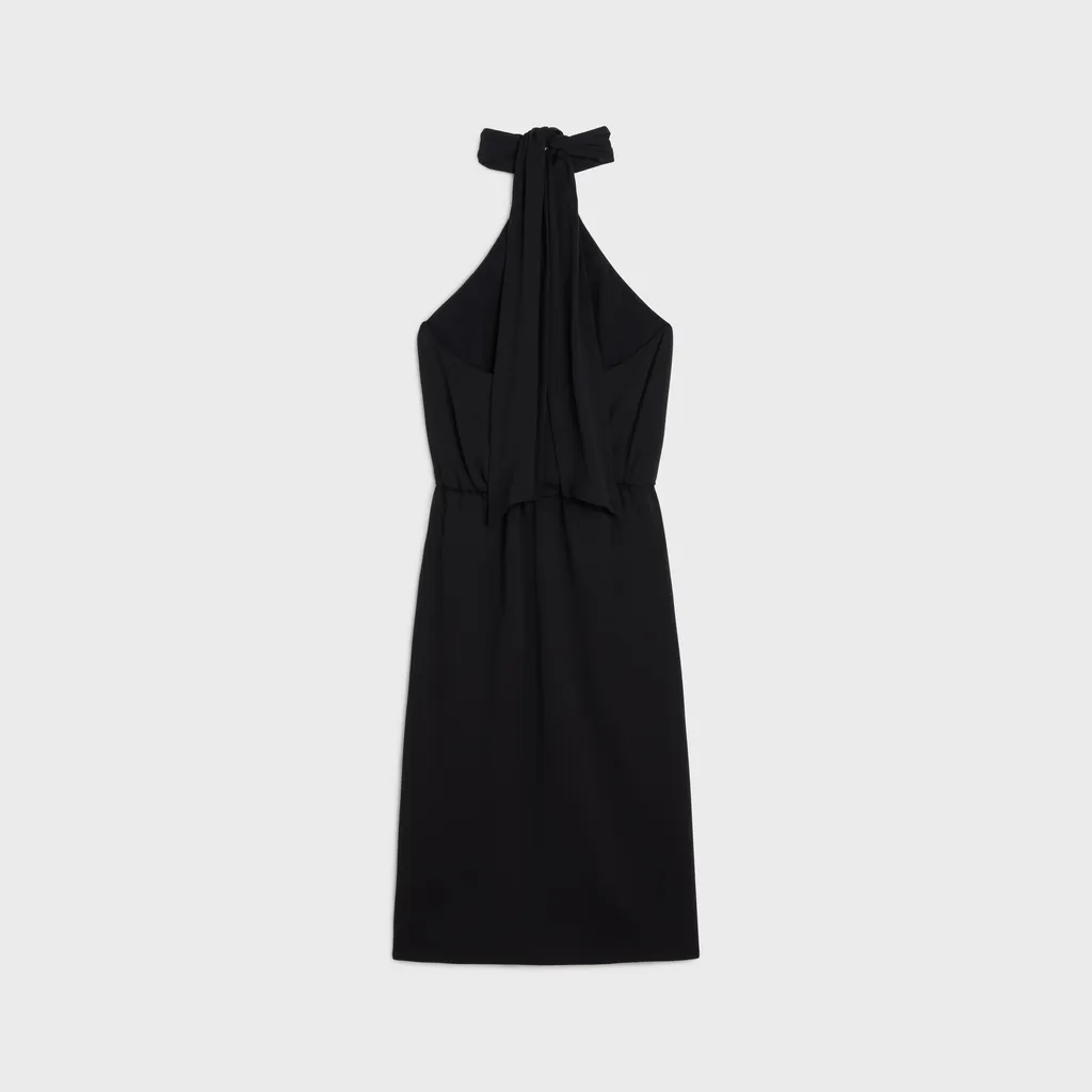 Draped Barrette Dress In Silk Cady