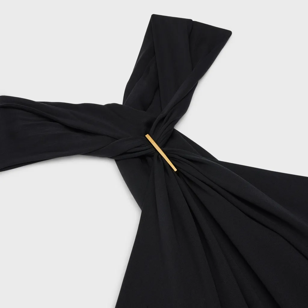 Draped Barrette Dress In Silk Cady