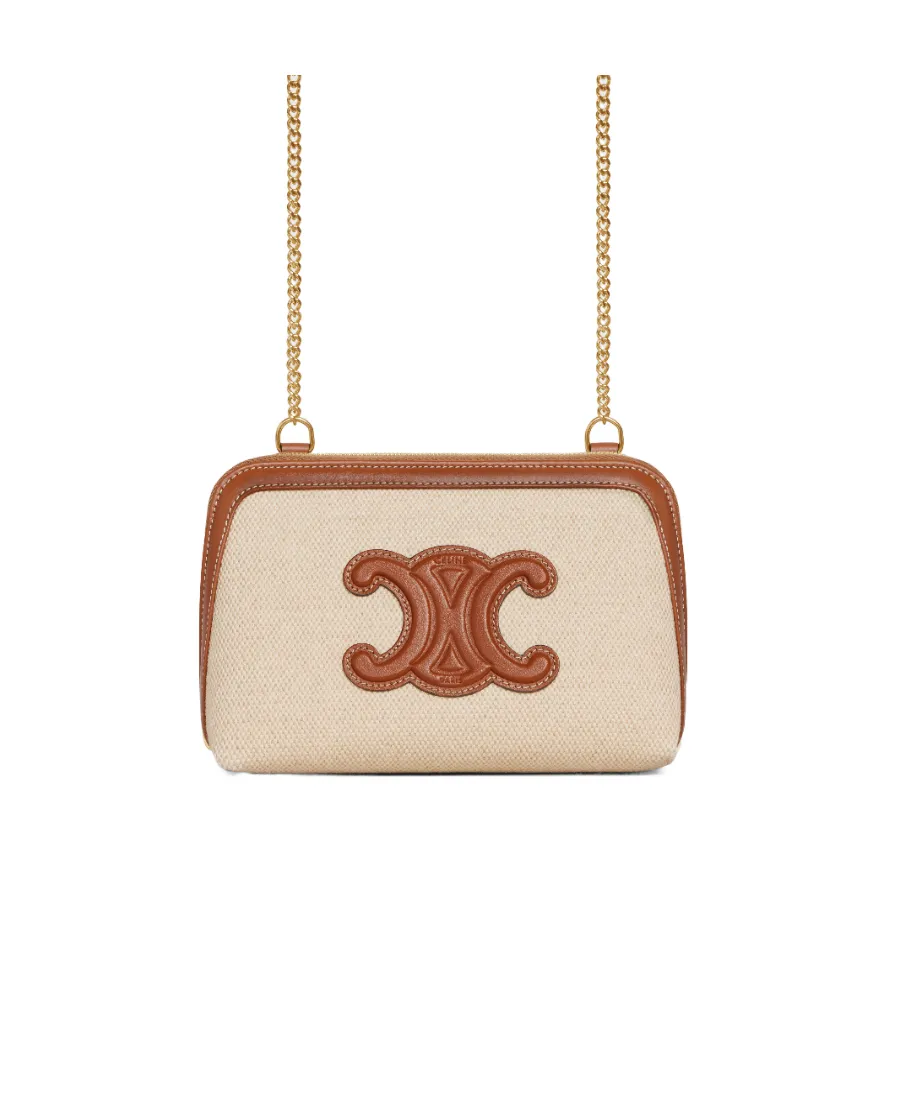 Clutch On Chain Cuir Triomphe In Textile And Calfskin