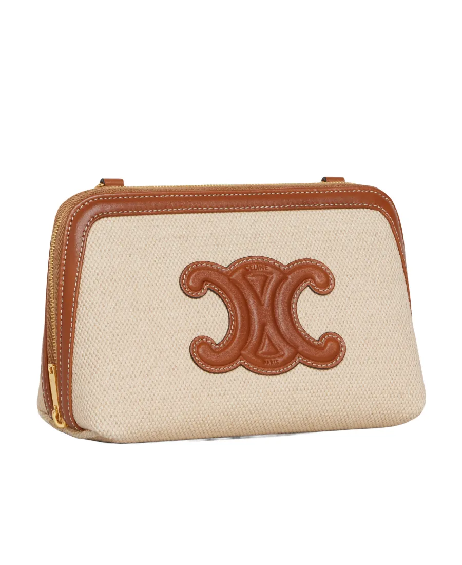 Clutch On Chain Cuir Triomphe In Textile And Calfskin