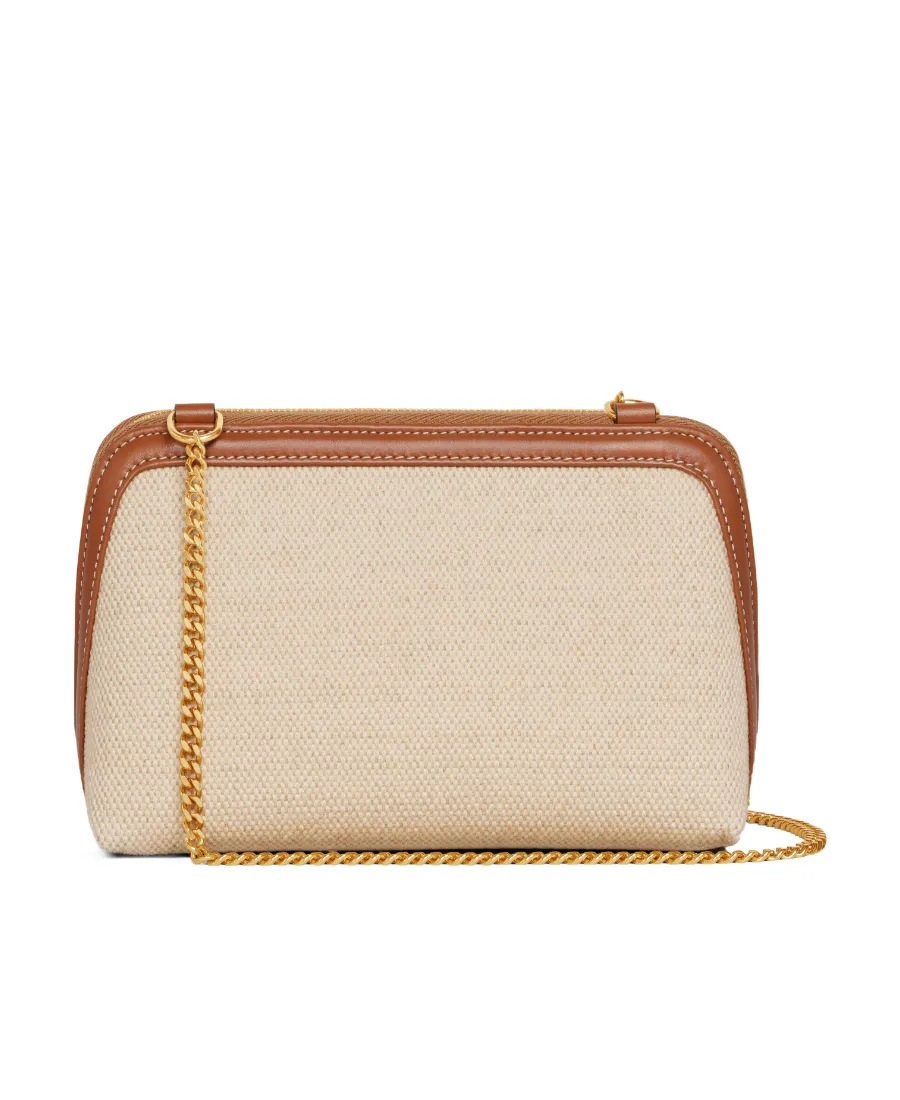Clutch On Chain Cuir Triomphe In Textile And Calfskin