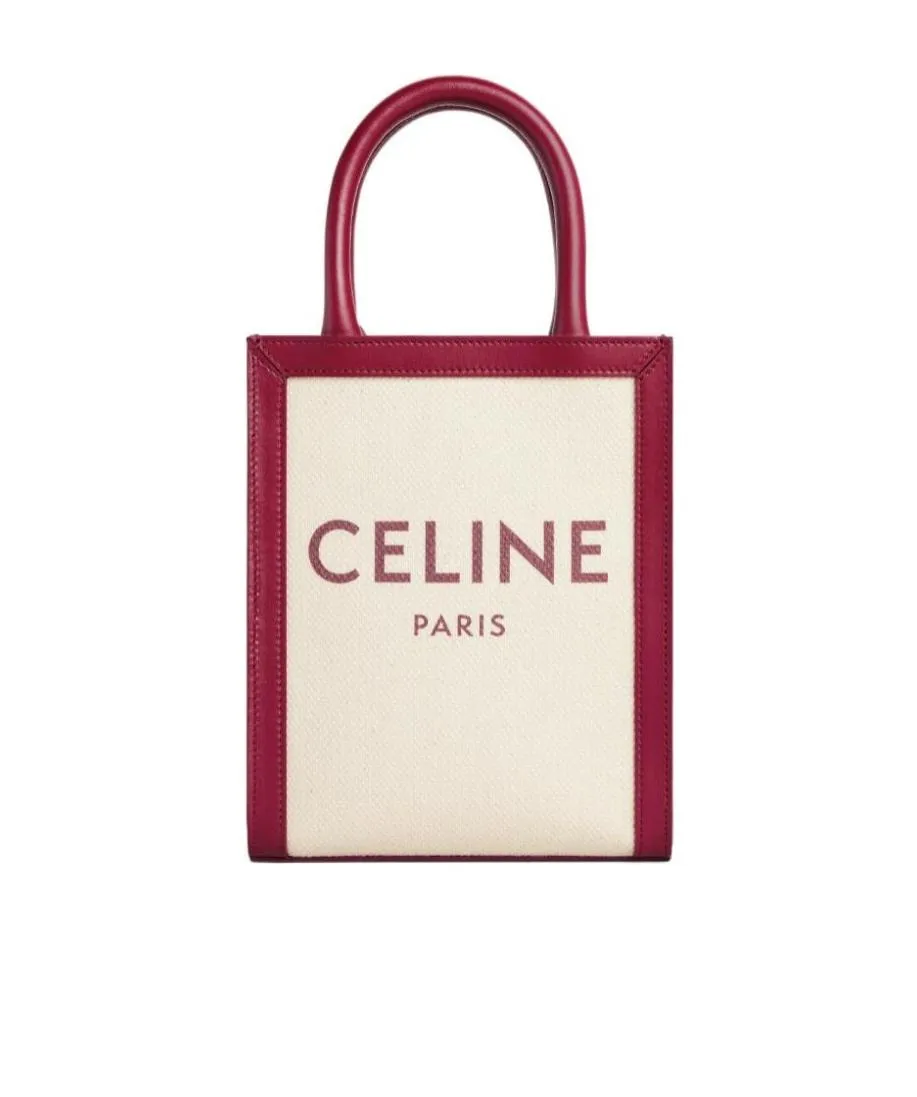 Mini Vertical Cabas Celine In Textile With Celine Print And Calfskin
