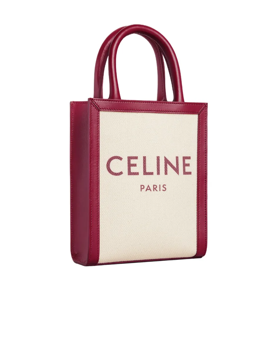 Mini Vertical Cabas Celine In Textile With Celine Print And Calfskin