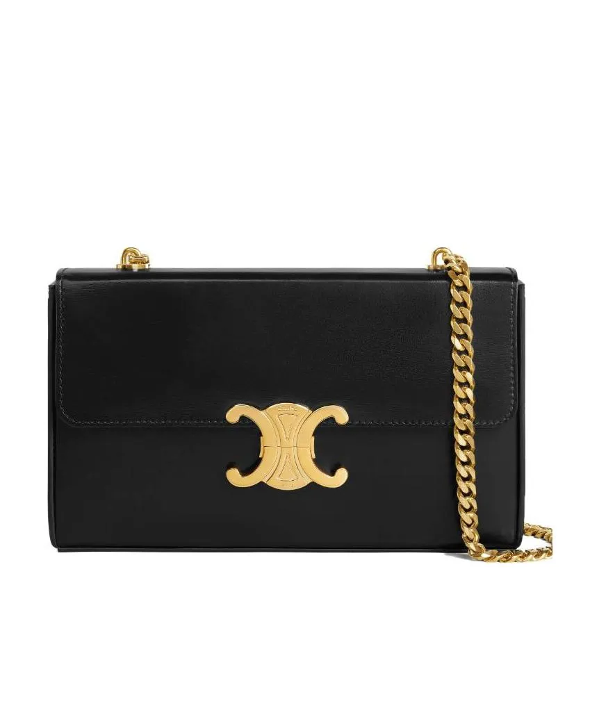 Chain Box Triomphe Bag In Shiny Calfskin