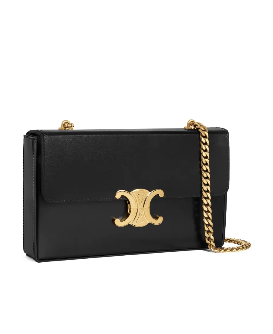 Chain Box Triomphe Bag In Shiny Calfskin