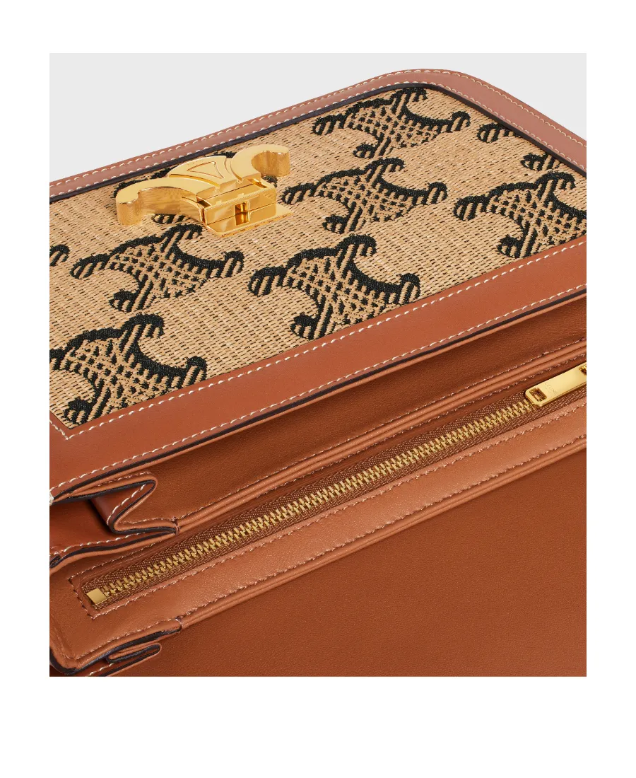 Classique Triomphe Bag In Raffia Jacquard Triomphe And Calfskin