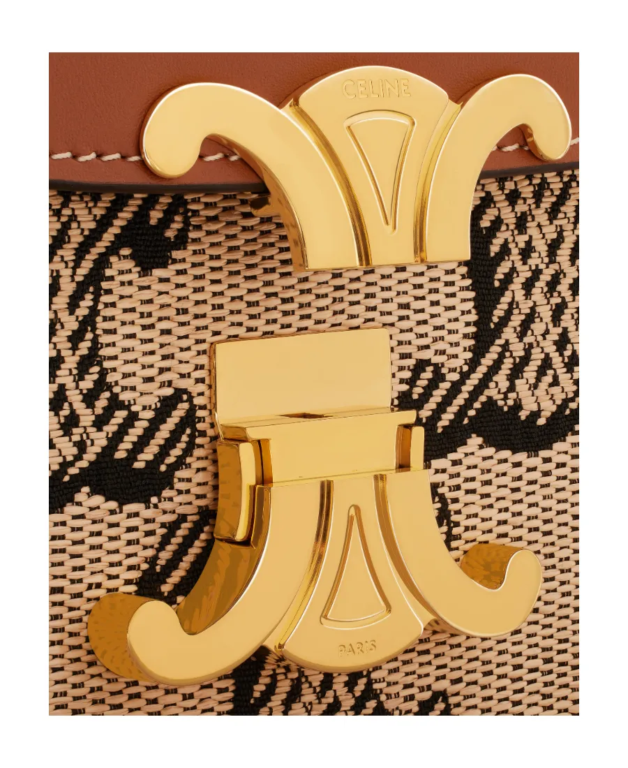Classique Triomphe Bag In Raffia Jacquard Triomphe And Calfskin