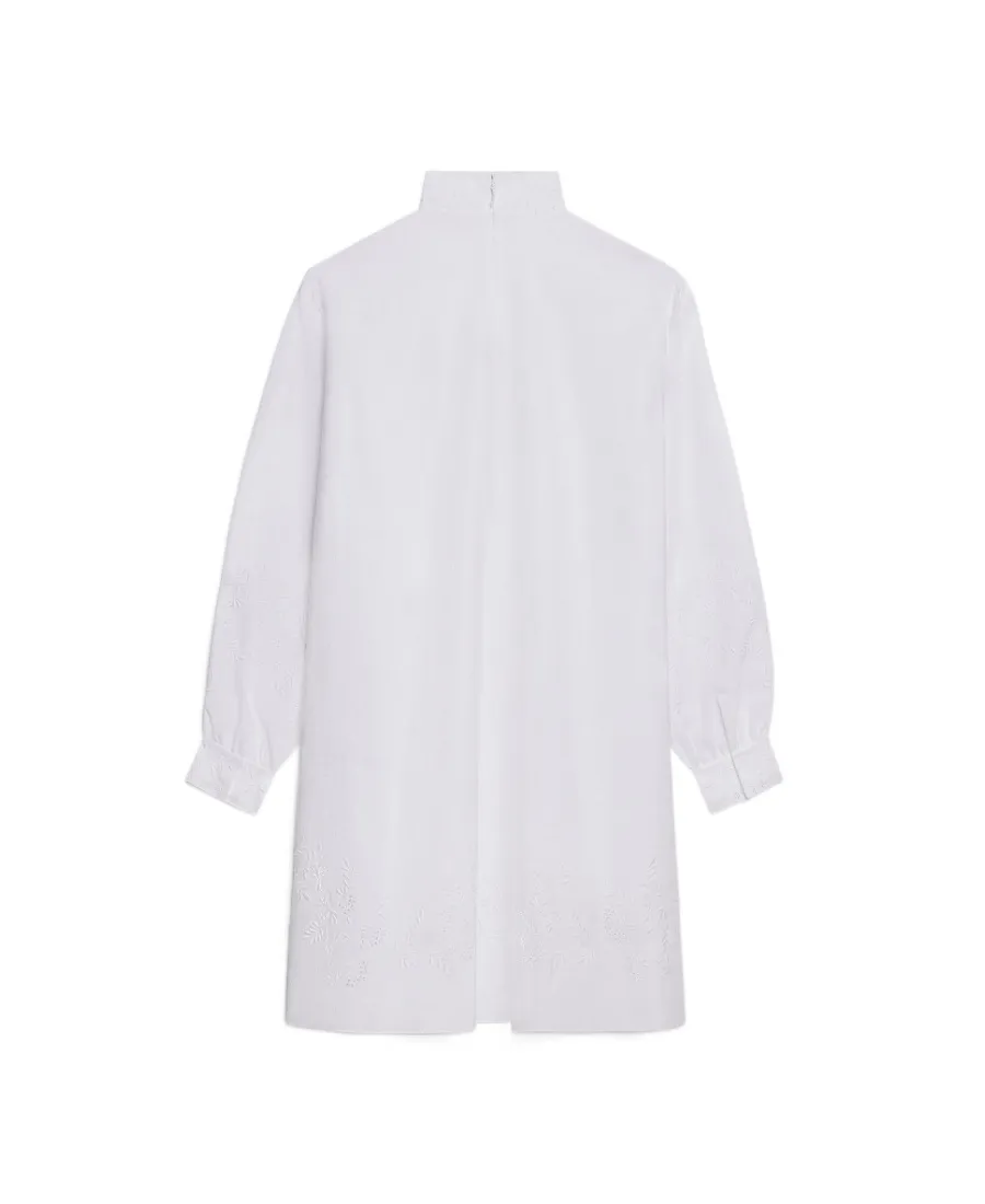 Cotton Toile Prairie Dress With Embroidery