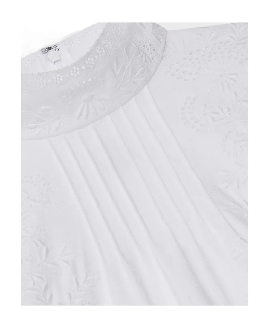 Cotton Toile Prairie Dress With Embroidery