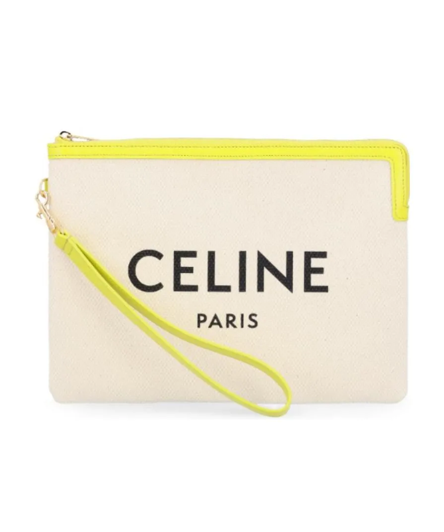 Small Pouch With Strap In Textile With Celine Print And Calfskin