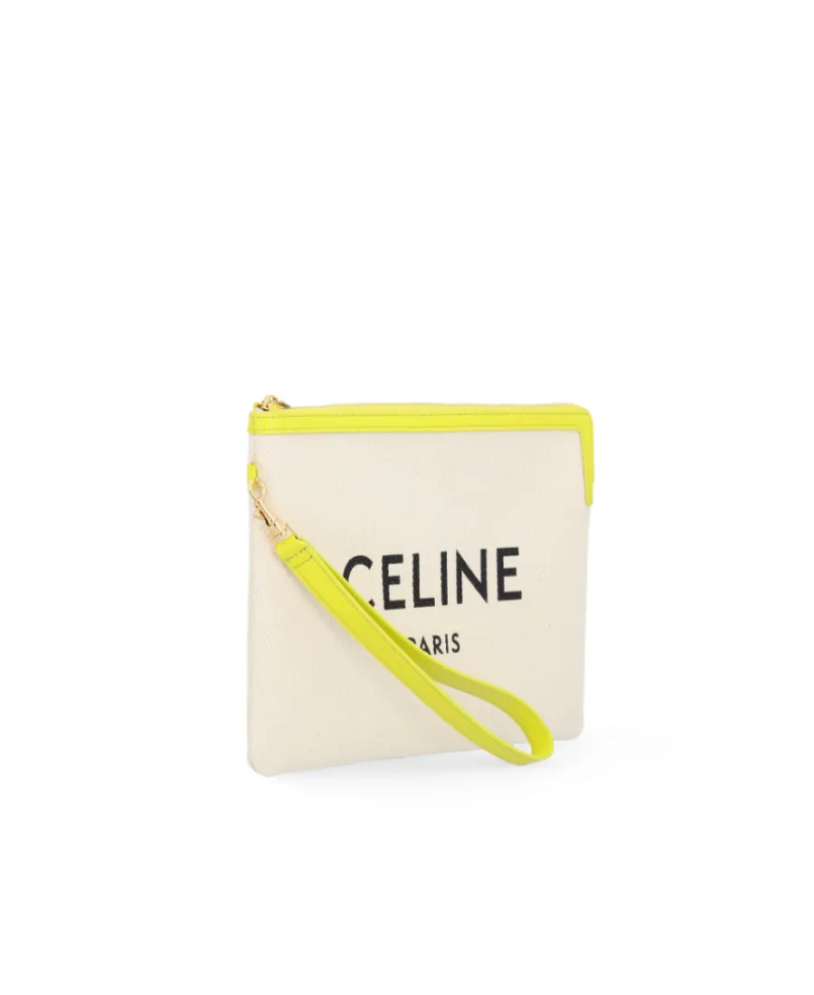 Small Pouch With Strap In Textile With Celine Print And Calfskin
