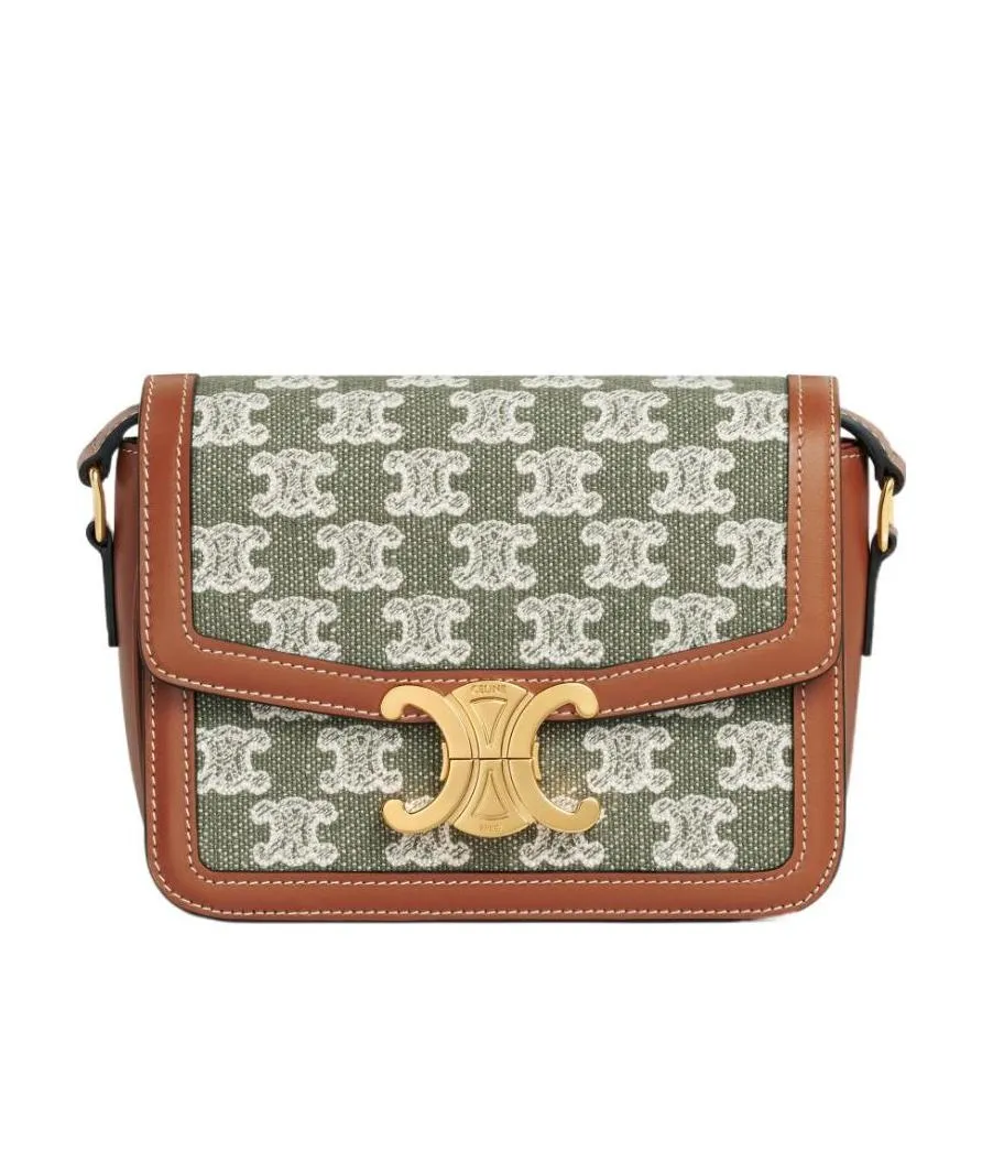 Embroidered Fabric Cow Leather Handbag