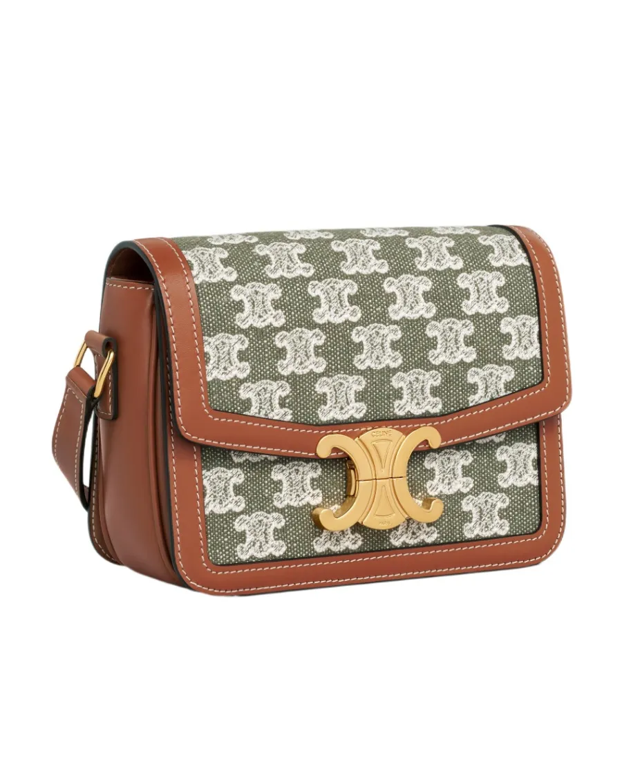 Embroidered Fabric Cow Leather Handbag