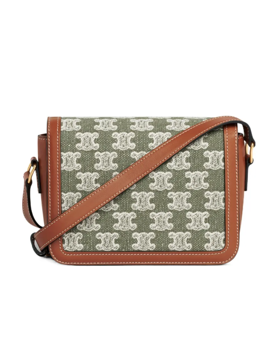 Embroidered Fabric Cow Leather Handbag