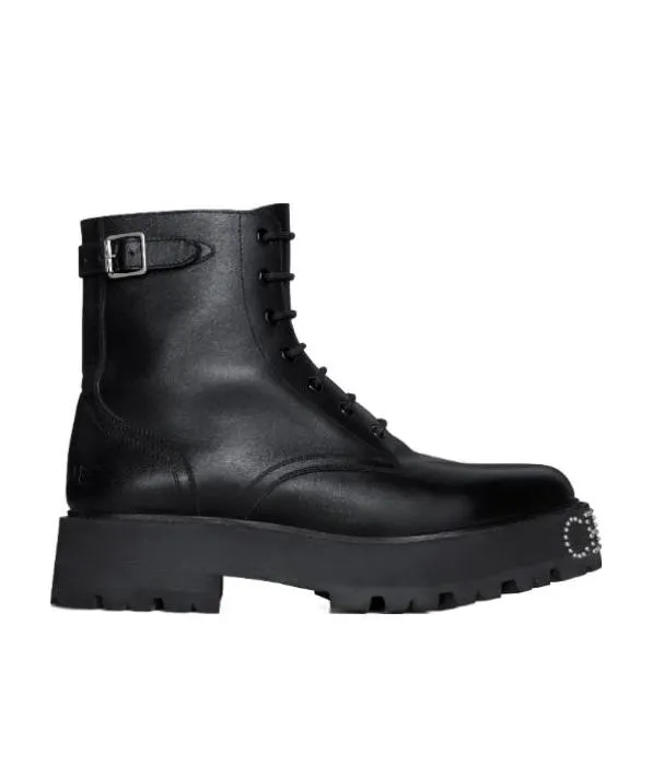 Bulky Lace-Up Boot With Studded Outsole