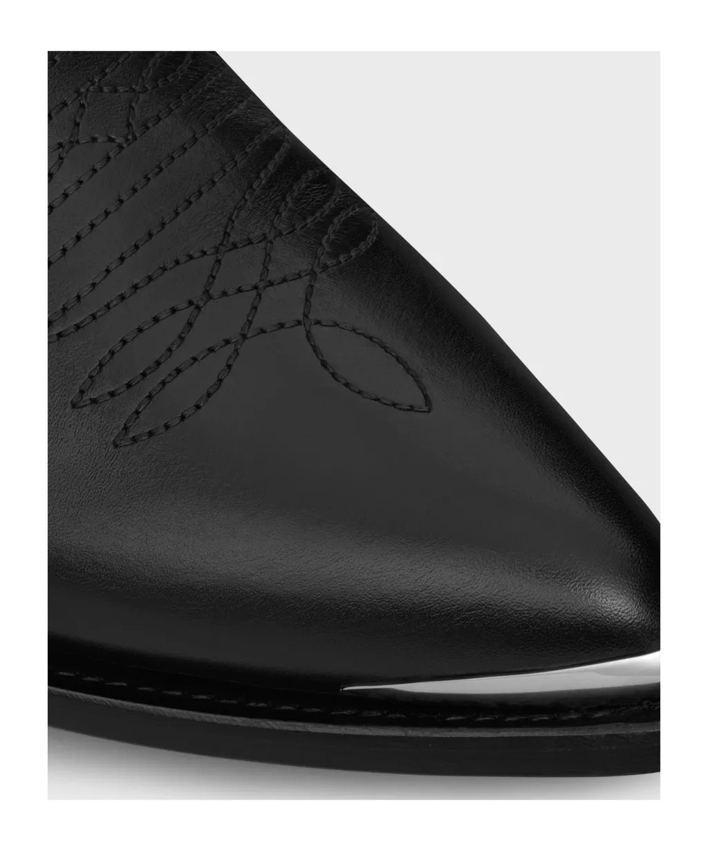 Leon Zipped Boot With Metal Toe In Shiny Calfskin