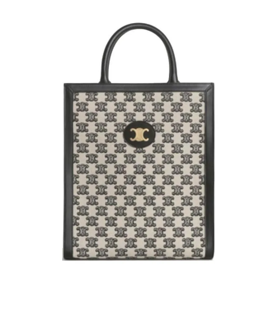 Small Vertical Cabas In Textile With Triomphe Embroidery