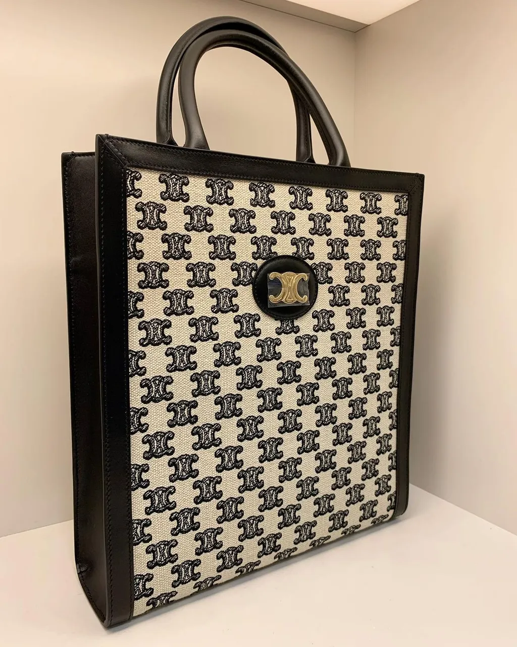 Small Vertical Cabas In Textile With Triomphe Embroidery