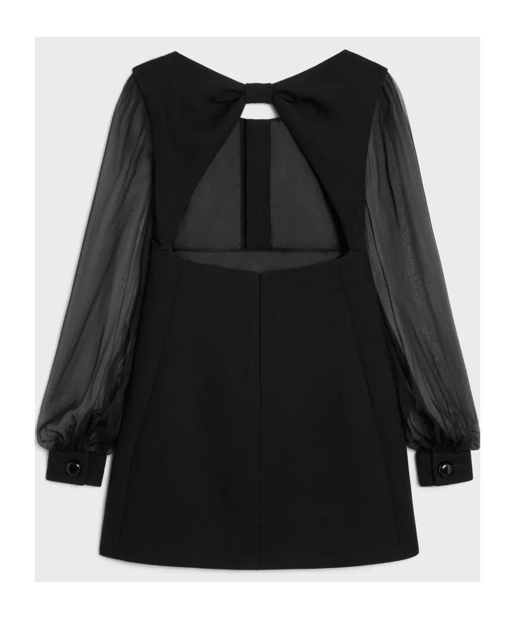 Mini Trapeze Dress In Double Faced Wool Crepe