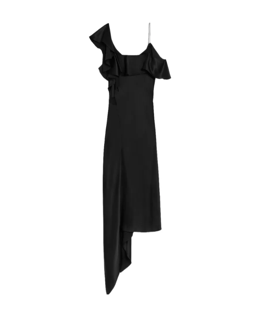 Asymmetric Lingerie Dress In Satin Crepe