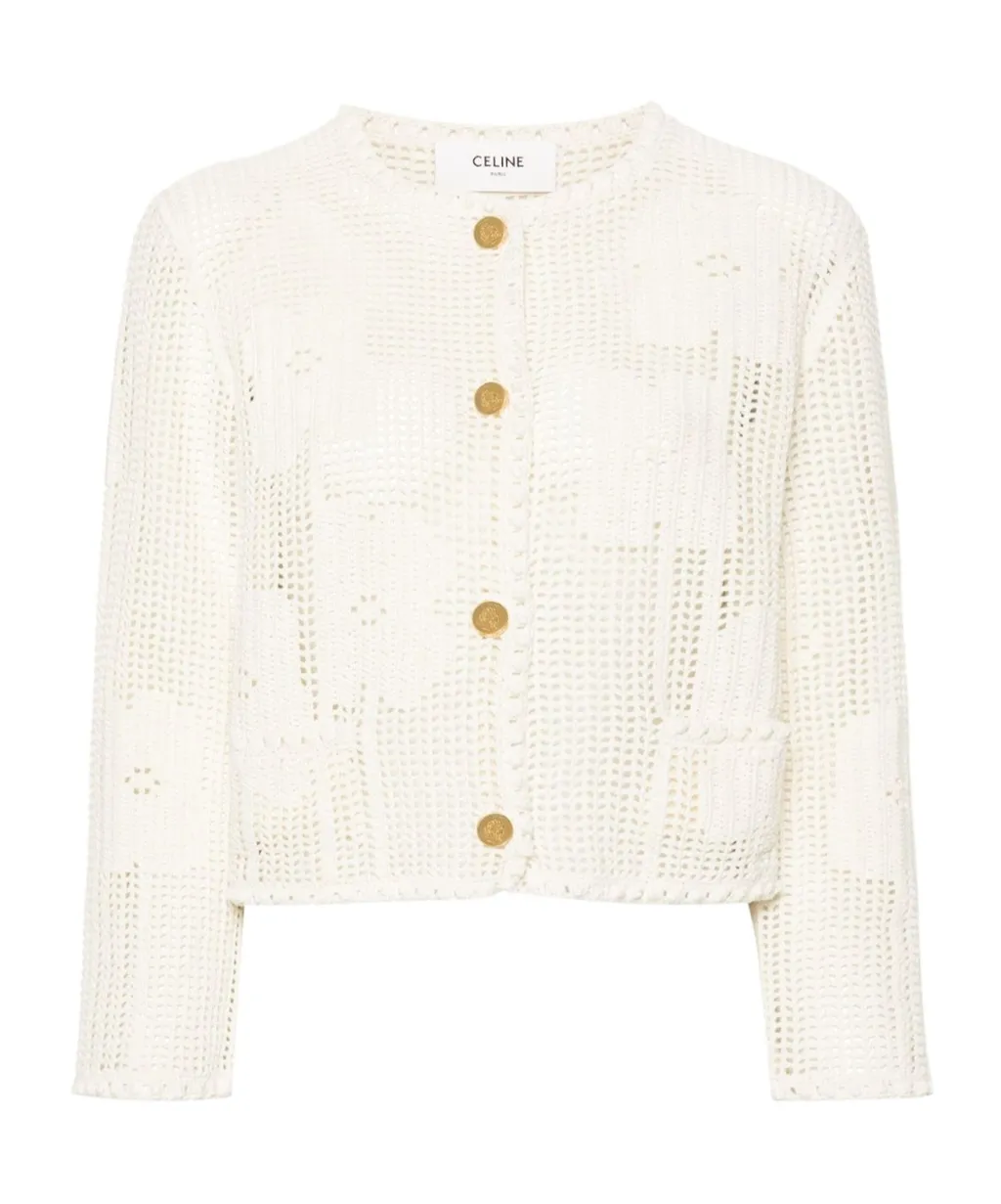 Cardigan Jacket In Floral Crocheted Cotton