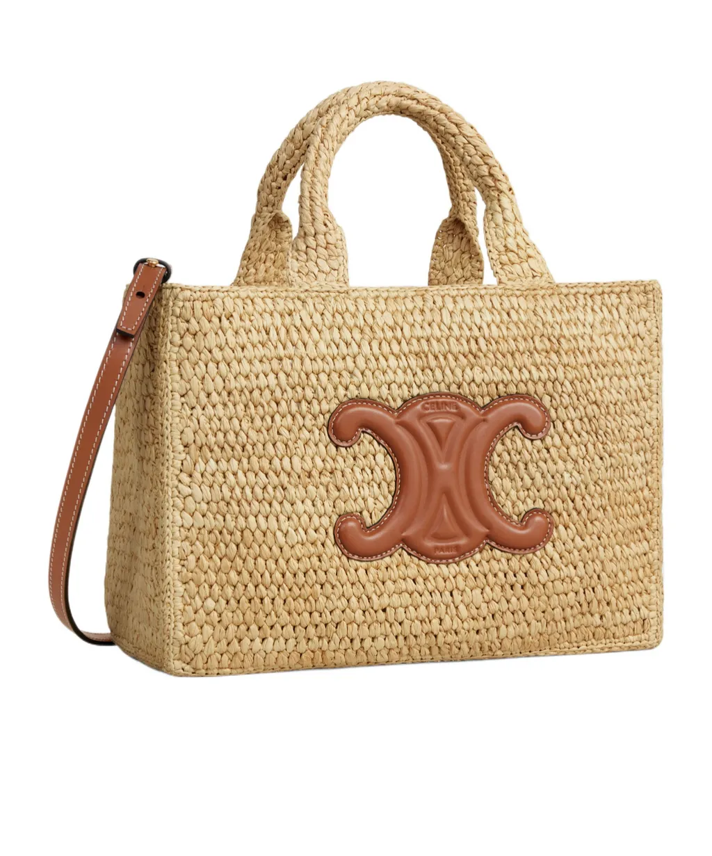 Small Cabas Thais In Raffia And Calfskin