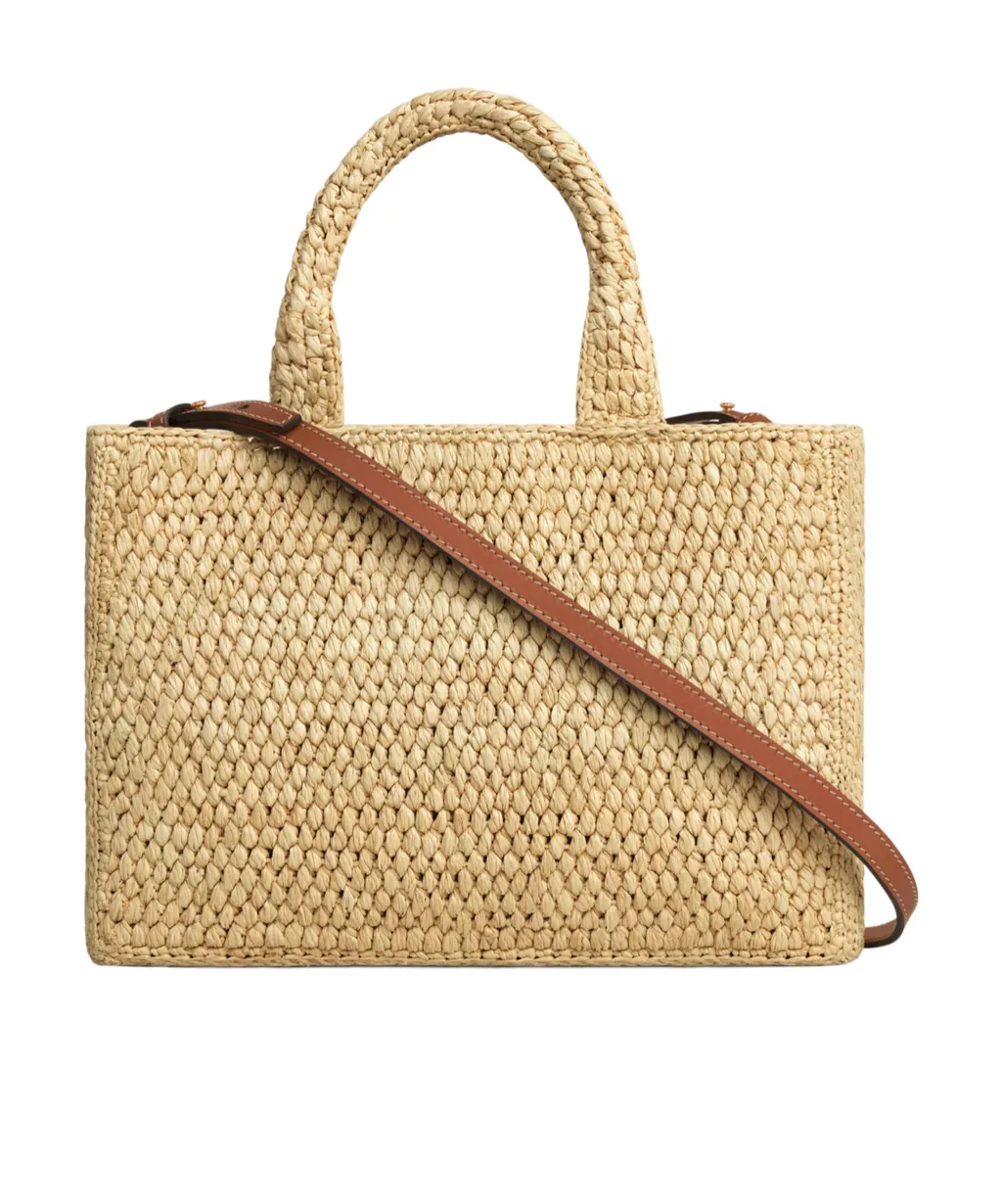 Small Cabas Thais In Raffia And Calfskin