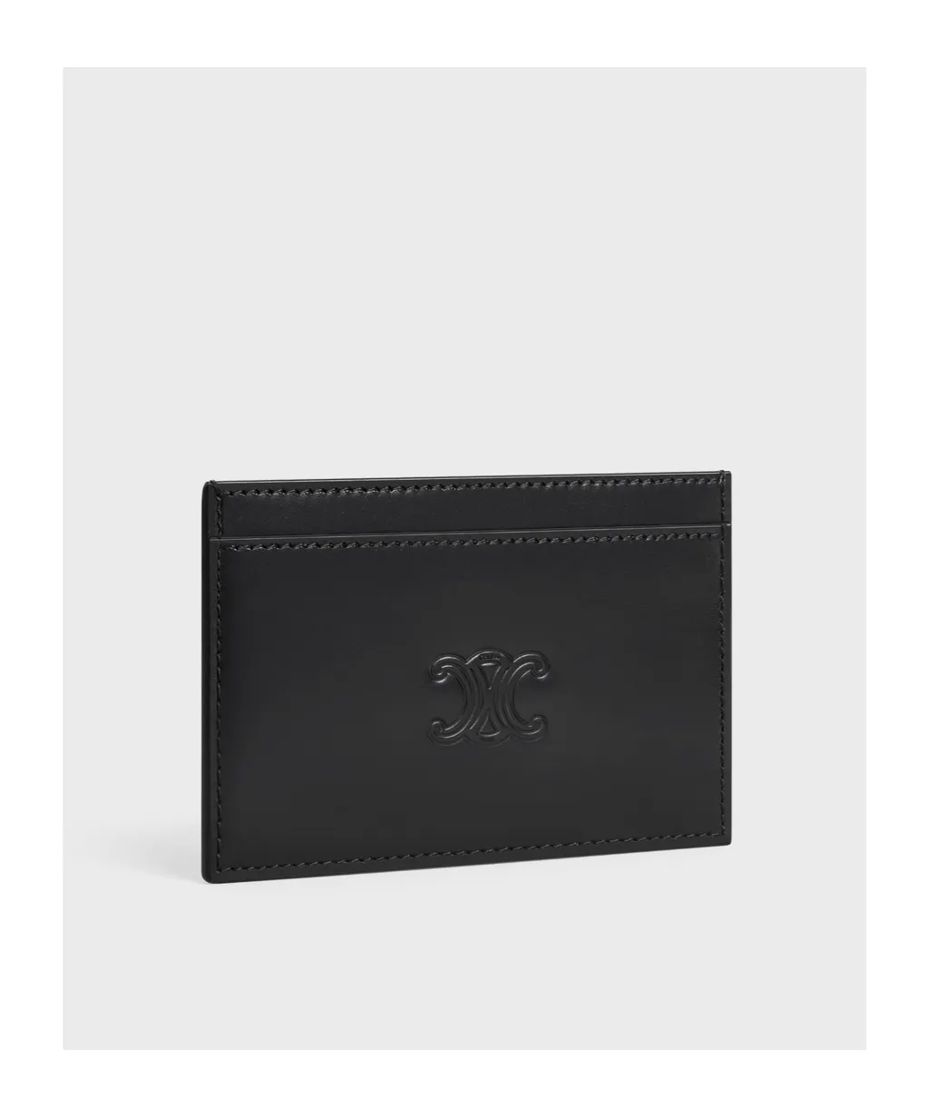 Card Holder In Satinated Calfskin With Triomphe Embossed