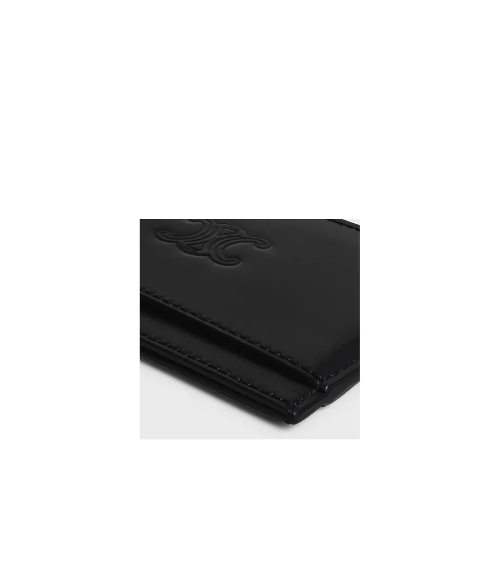 Card Holder In Satinated Calfskin With Triomphe Embossed