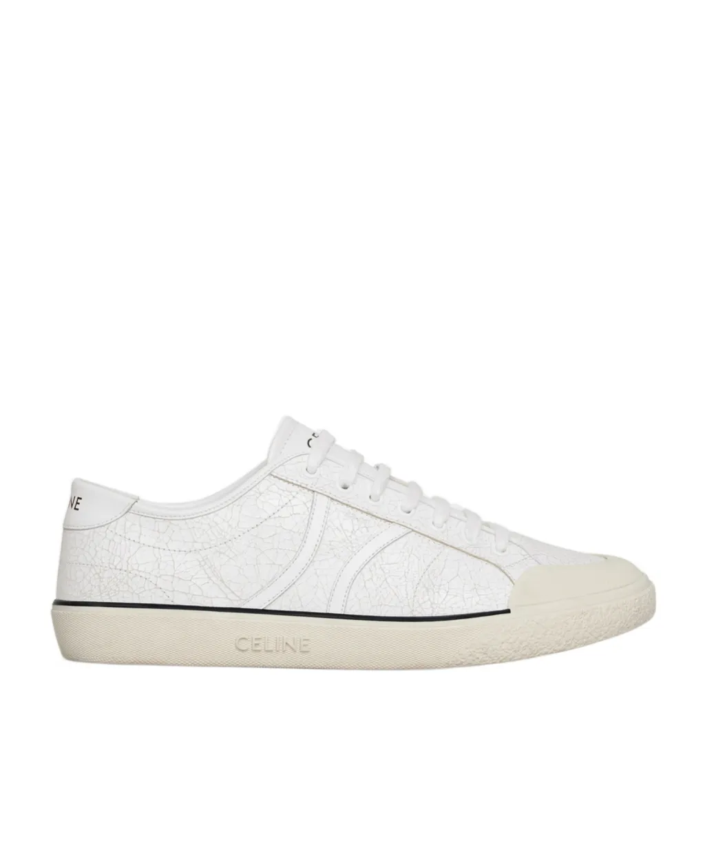 Alan As-01 Low Lace-Up Sneaker In Crackled Calfskin And Calfskin