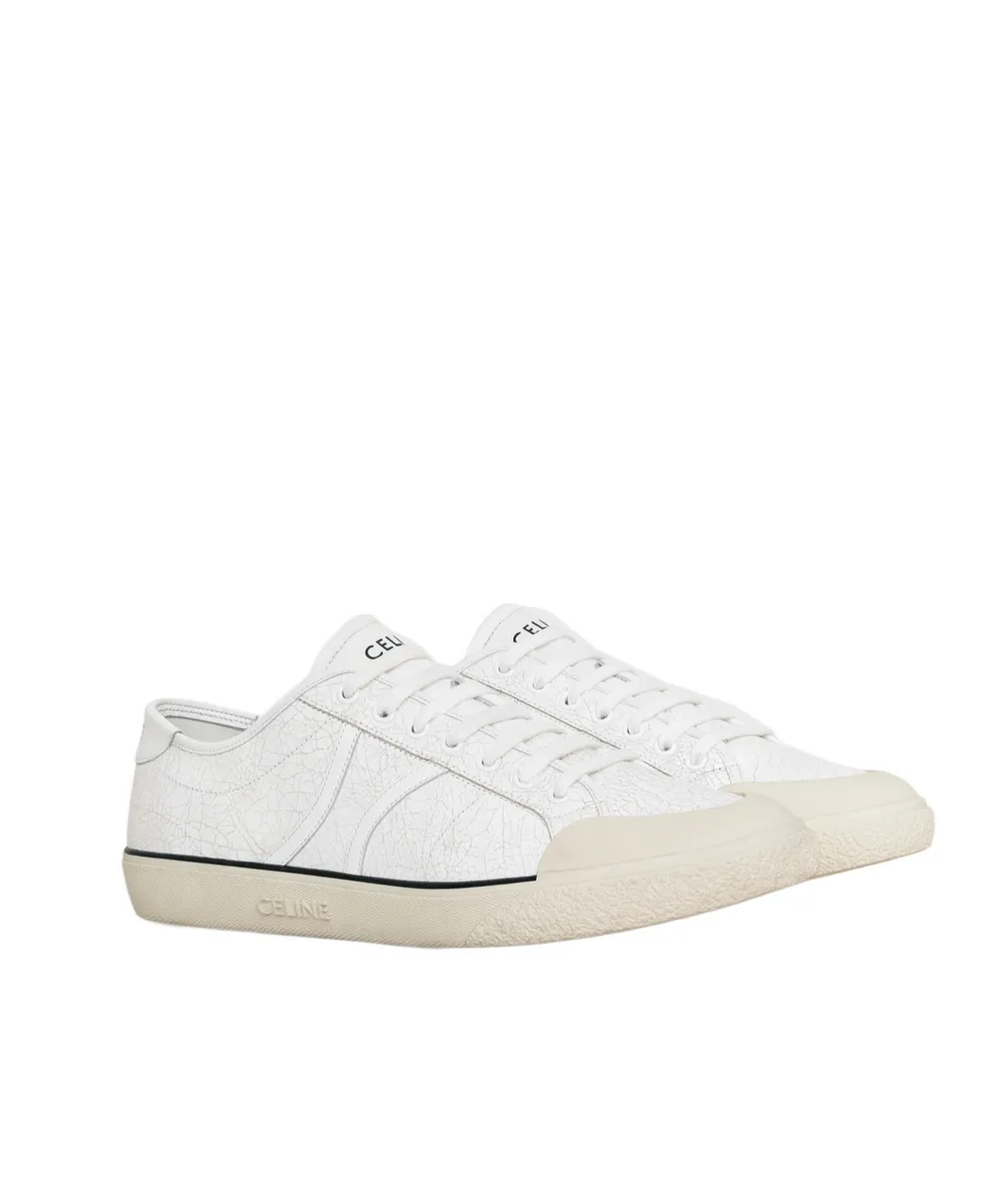 Alan As-01 Low Lace-Up Sneaker In Crackled Calfskin And Calfskin