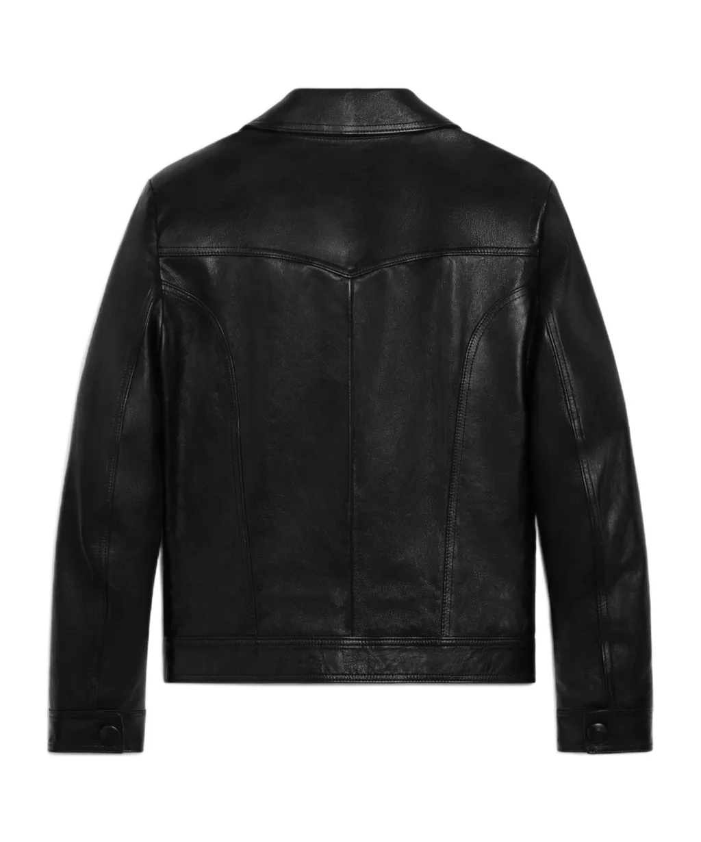 Straight-Cut Blouson Jacket In Waxed Lambskin