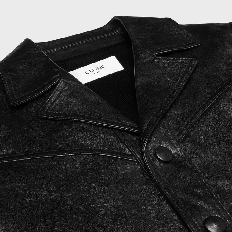 Straight-Cut Blouson Jacket In Waxed Lambskin