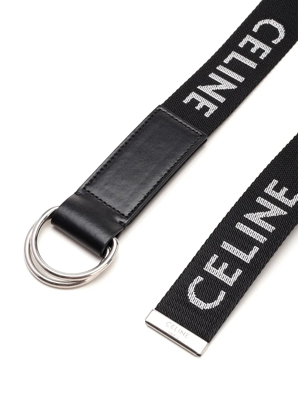 Large 30Mm Double Ring Belt In Jacquard Textile And Calfskin