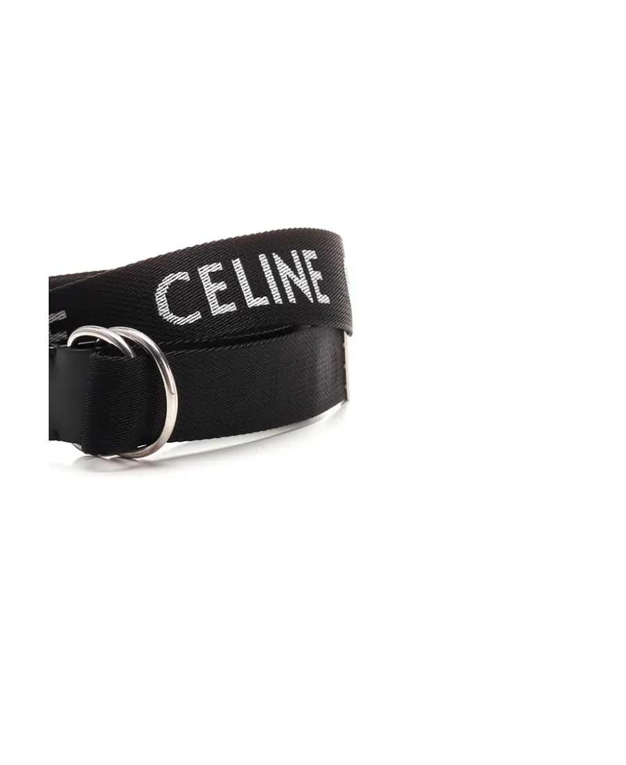 Large 30Mm Double Ring Belt In Jacquard Textile And Calfskin