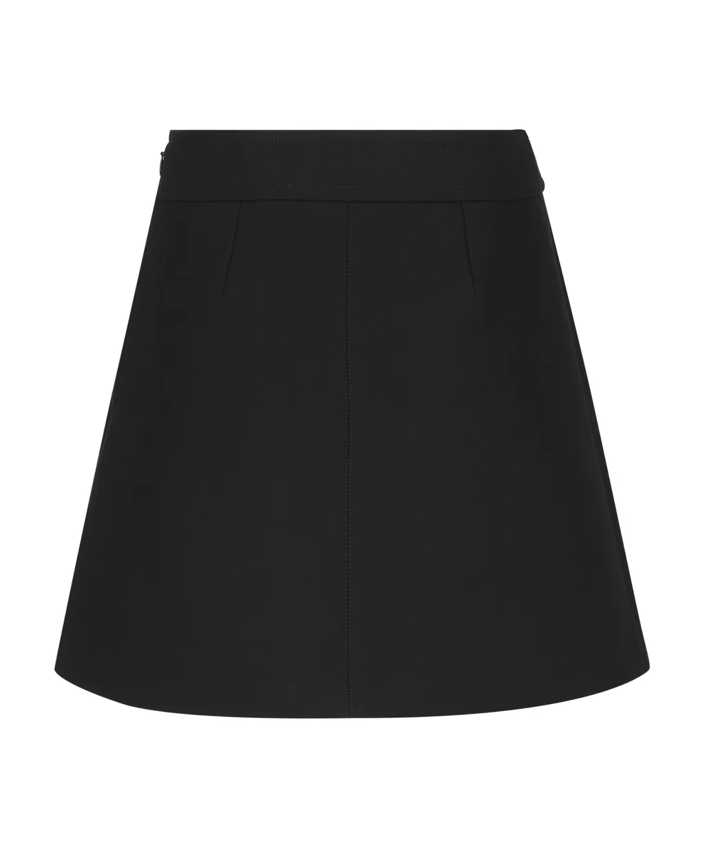 Trapeze Mini Skirt In Gauffered Double Wool