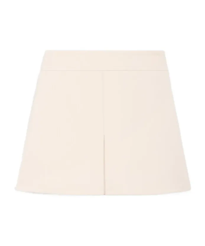 Trapeze Mini Skirt In Wool Silk Gabardine