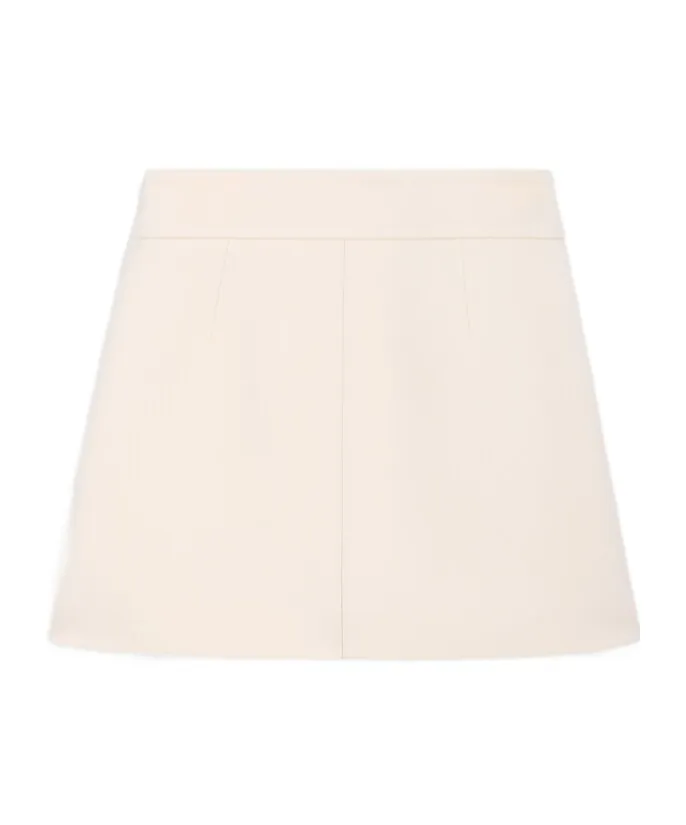 Trapeze Mini Skirt In Wool Silk Gabardine