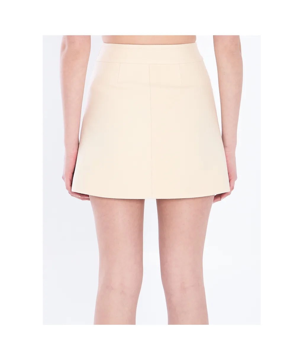 Trapeze Mini Skirt In Wool Silk Gabardine