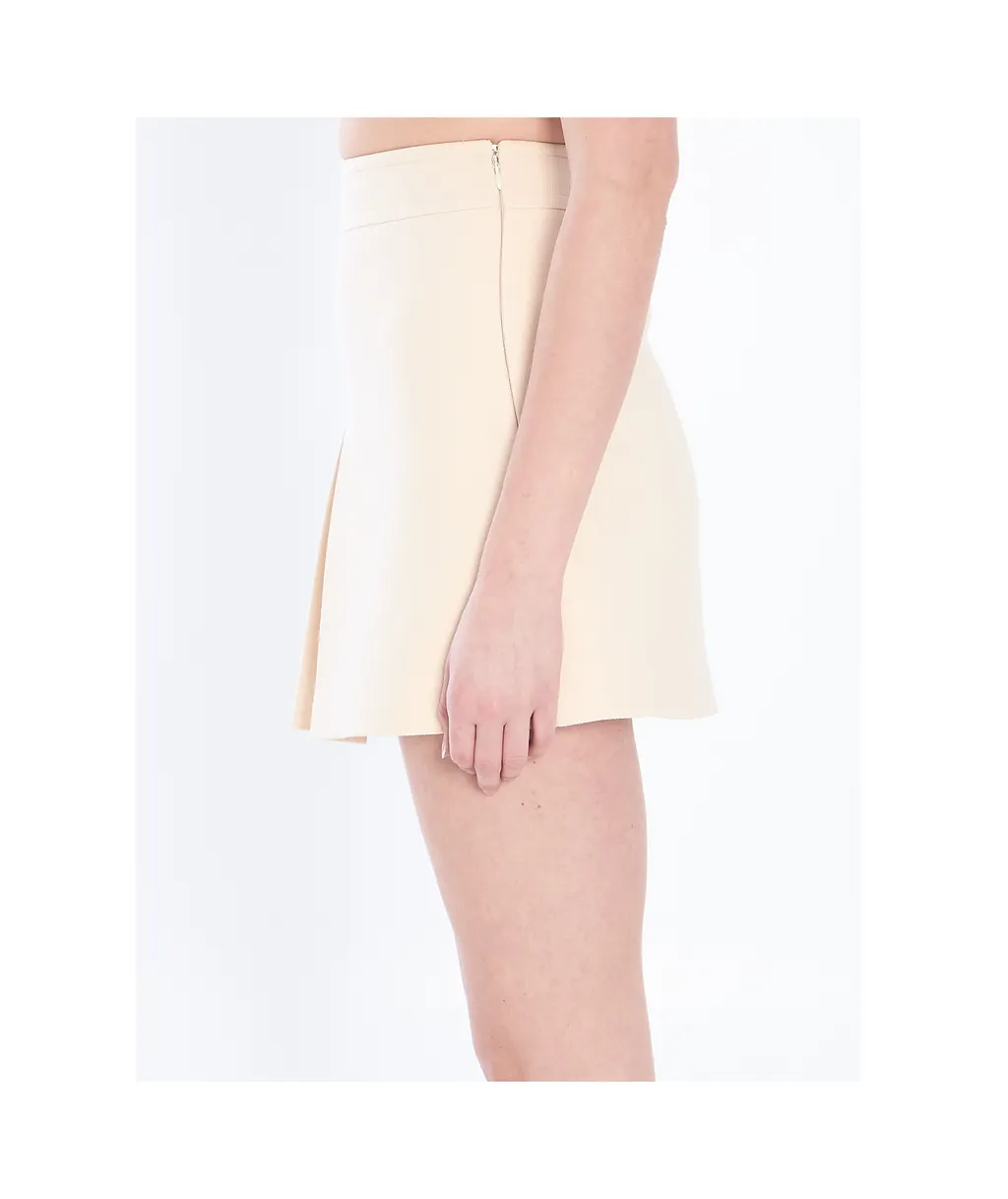 Trapeze Mini Skirt In Wool Silk Gabardine
