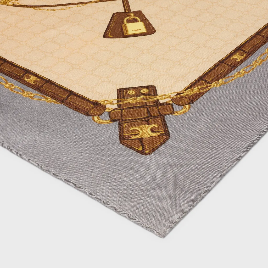 Square In Crocodile Silk Twill