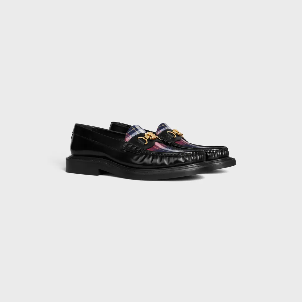 Université Triomphe Chain Loafer In Polished Bull And Tartan