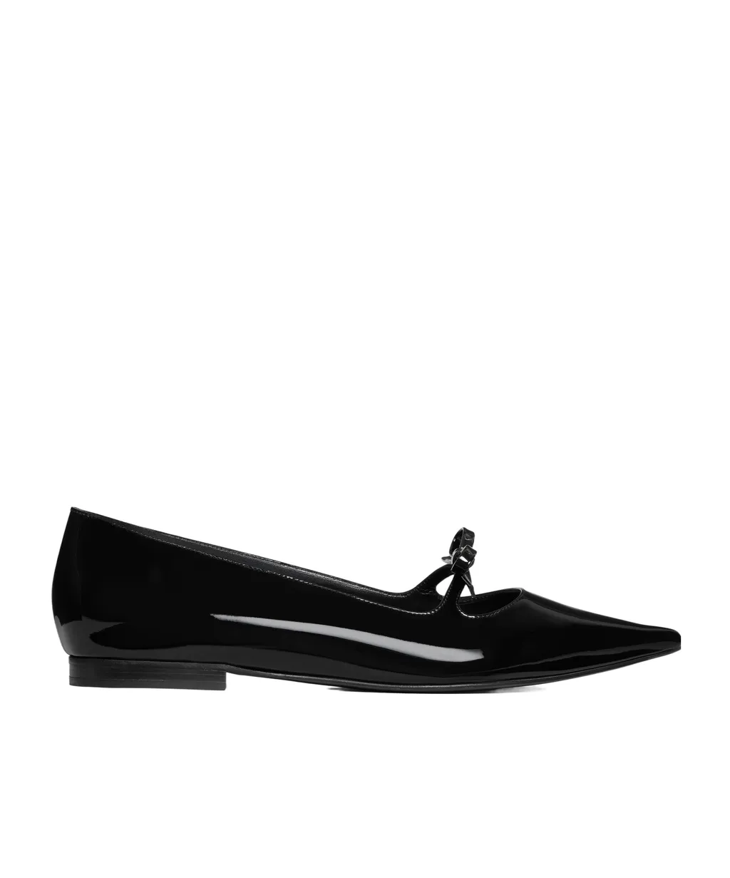 Suzy Pointy Toe Ballerina In Patent Calfskin