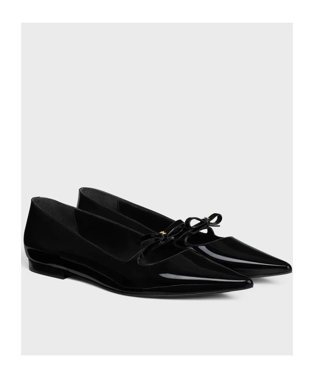 Suzy Pointy Toe Ballerina In Patent Calfskin