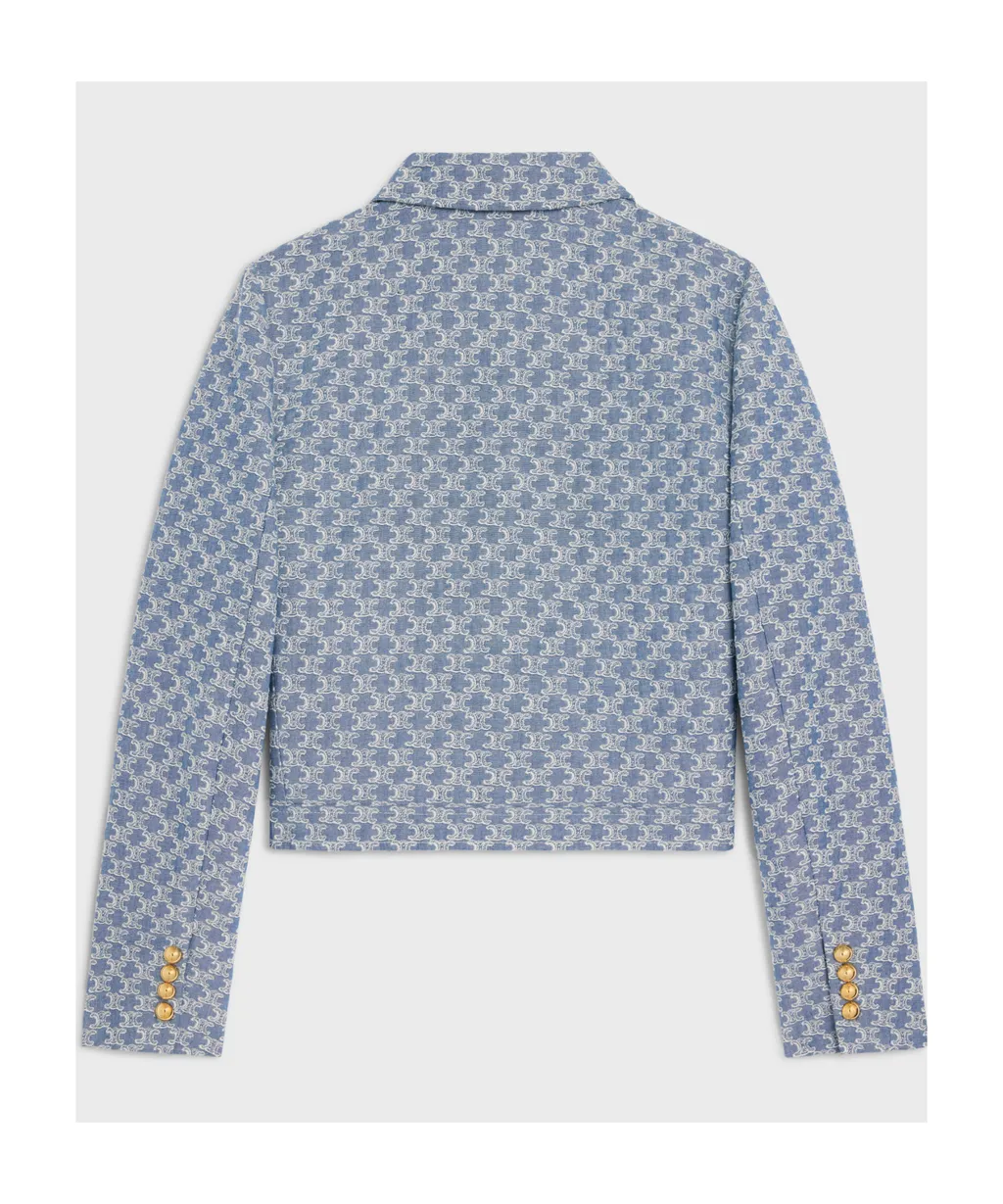 Trucker Jacket In Monogram Chambray Cotton