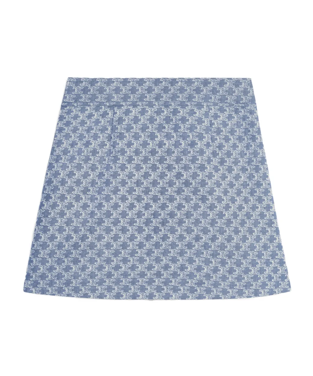 Mini Skirt In Monogram Chambray Cotton