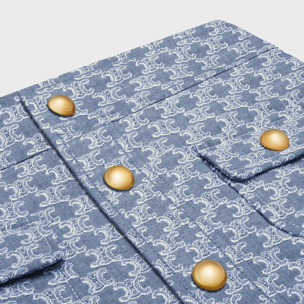Mini Skirt In Monogram Chambray Cotton