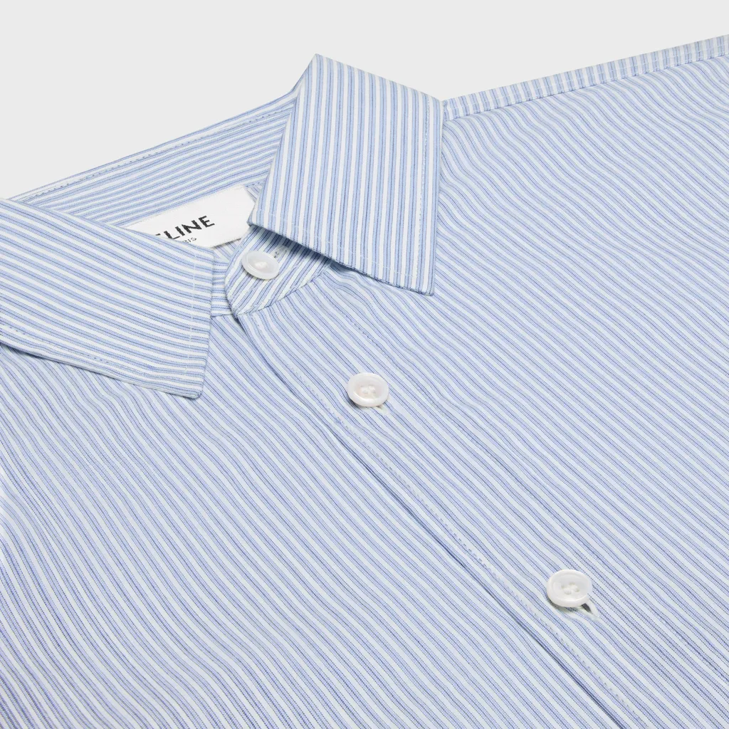 Cropped Shirt In Striped Cotton Linen